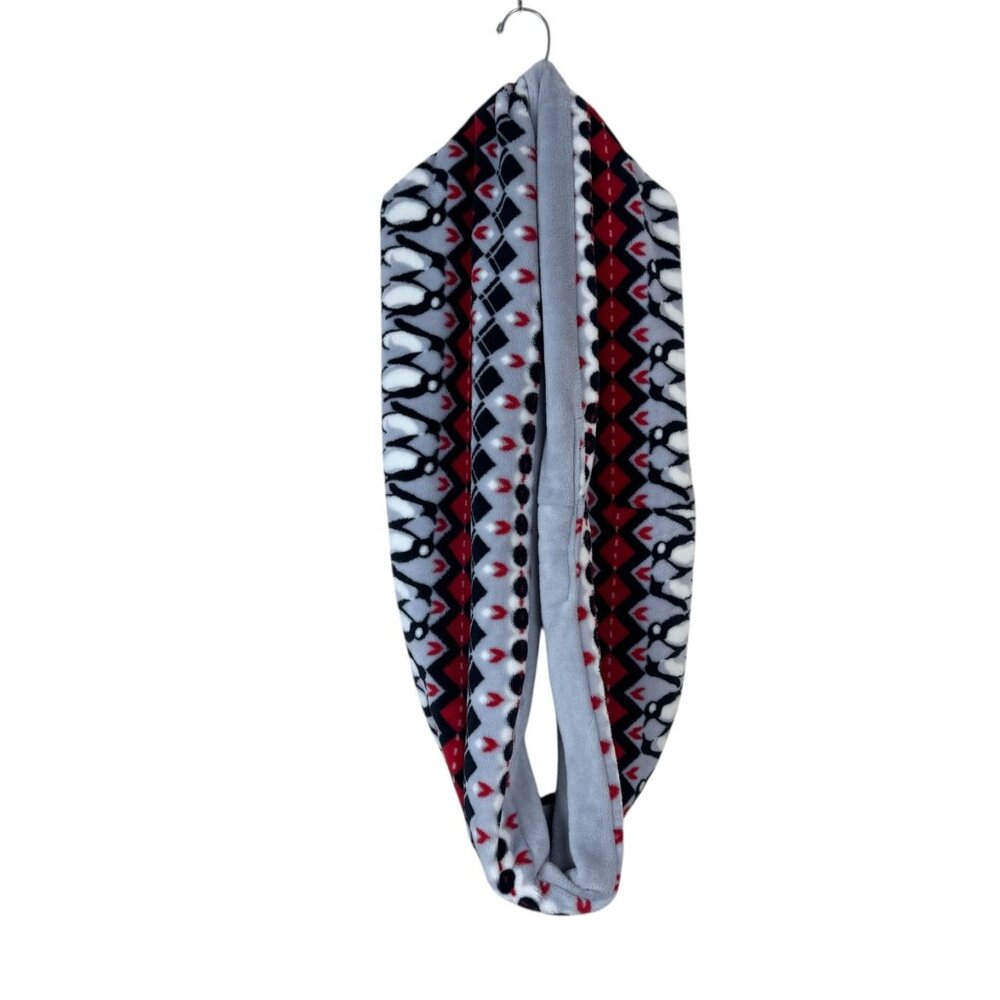 Vera Bradley NEW Fleece Loop Scarf Penguin Intarsia Soft Red Black Grey White